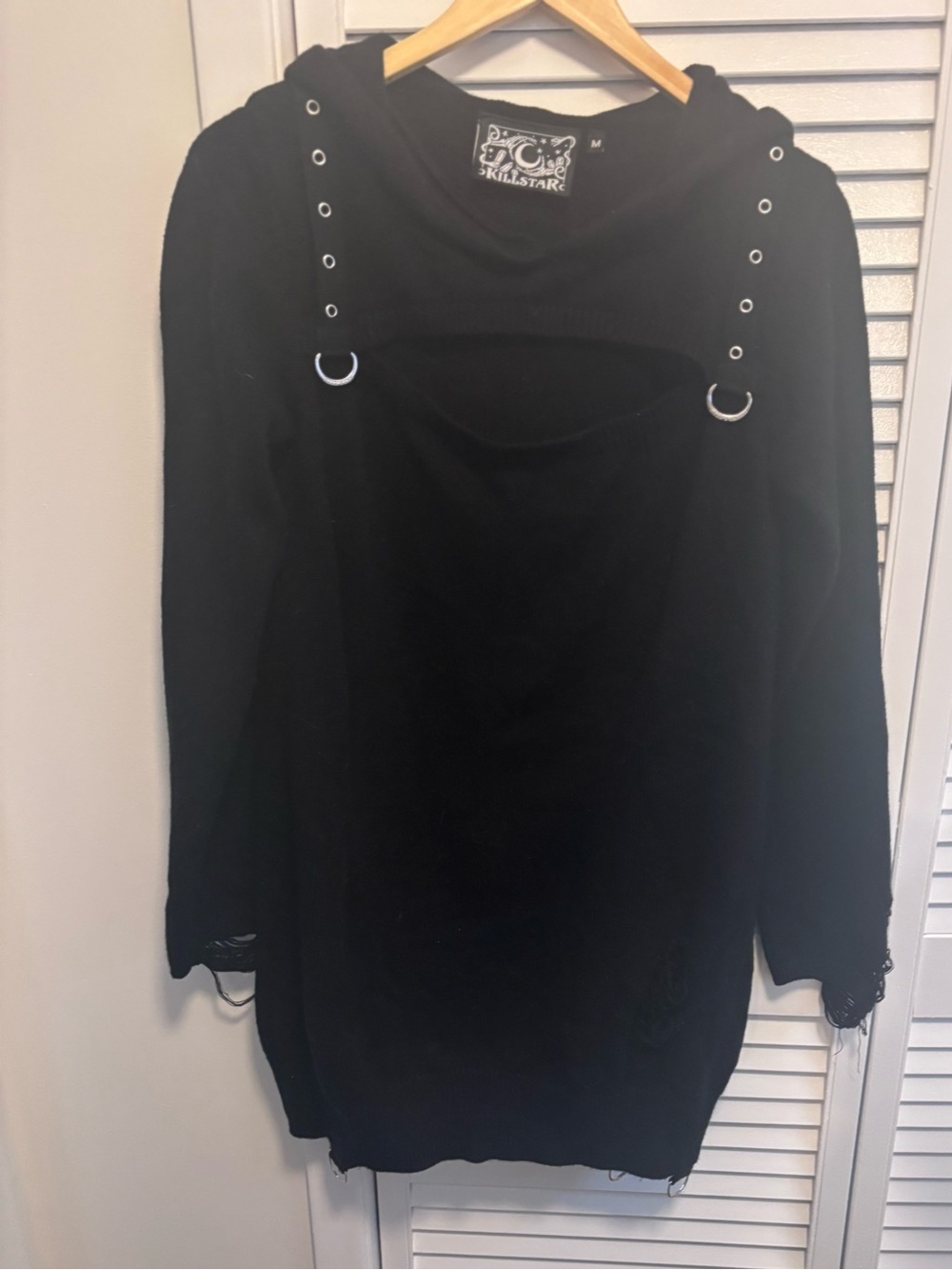 Killstar Black Gothic Hooded Sweater with Ring & Grommet Accents